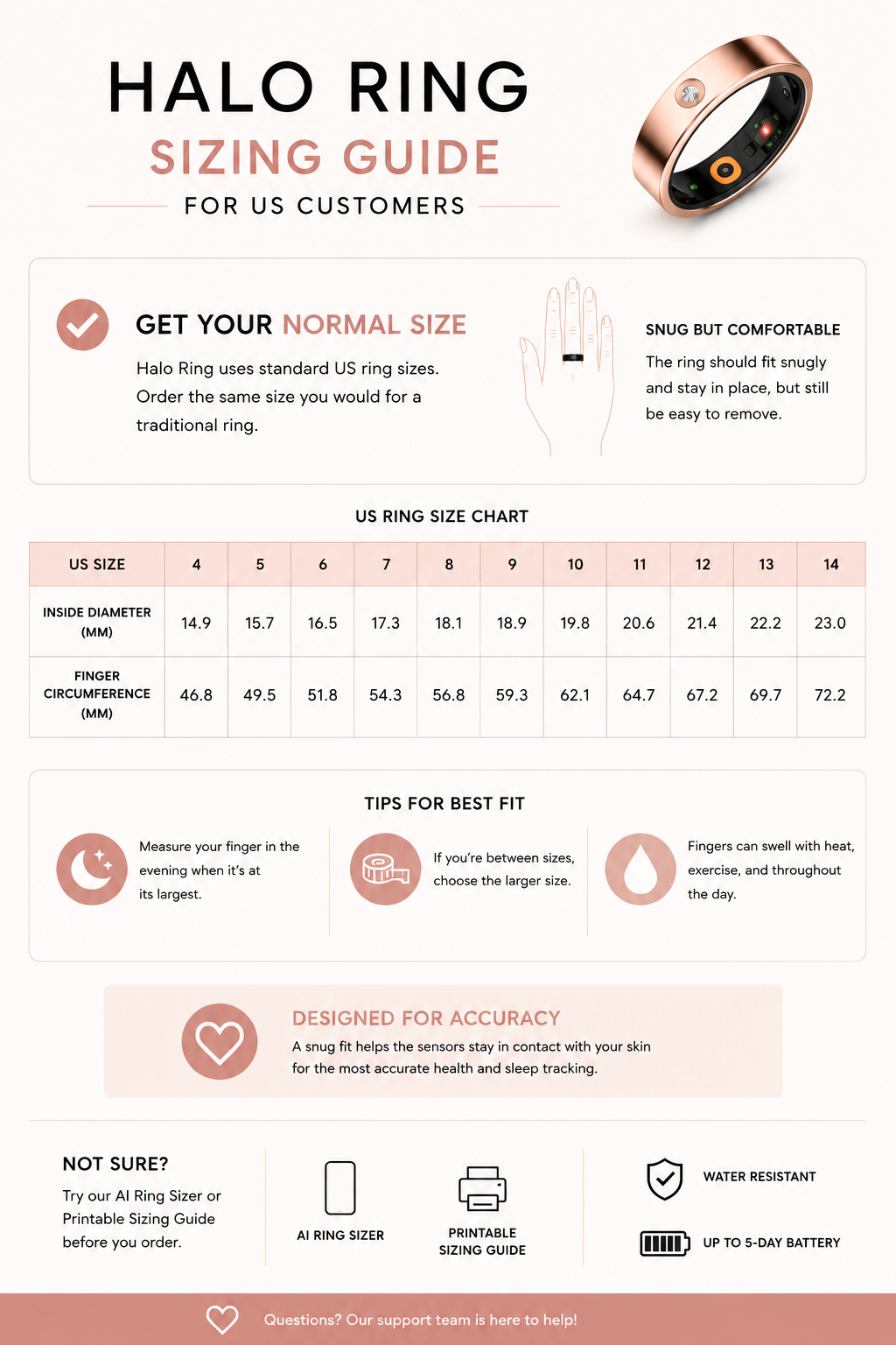 Halo Ring Sizing Guide